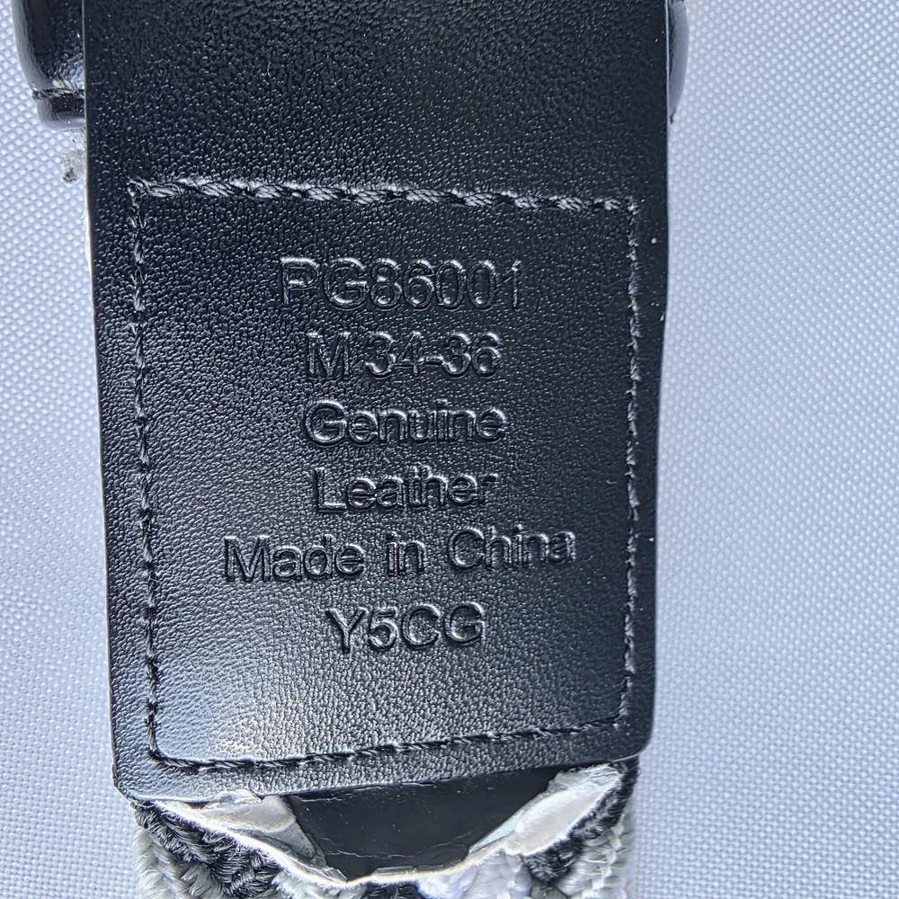 Stylish Black and Gray Woven Belt With 100% Leather Details Unisex 42" X 1.5" - Picture 4 of 11